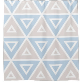 暗灰色の青い三角形の幾何学的なパターン シャワーカーテン