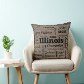 暗灰色及び黒のイリノイのタイポグラフィの装飾用クッション クッション (椅子)