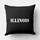 暗灰色及び黒のイリノイのタイポグラフィの装飾用クッション クッション (裏面)