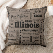 暗灰色及び黒のイリノイのタイポグラフィの装飾用クッション クッション (ブランケット)