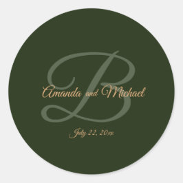 暗王室の緑葉金ゴールド結婚枠 ラウンドシール