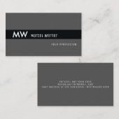 暗男らしモノグラムのストライプ灰色の上の黒 名刺 (正面/裏面)