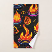 暗白熱［赤熱］光を放ついキャンバス上の炎アイコン バスタオルセット (ハンドタオル)