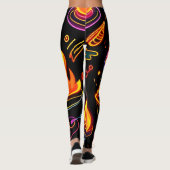 暗白熱［赤熱］光を放ついキャンバス上の炎アイコン レギンス (裏面)