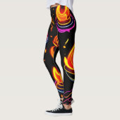 暗白熱［赤熱］光を放ついキャンバス上の炎アイコン レギンス (左)