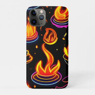 暗白熱［赤熱］光を放ついキャンバス上の炎アイコン iPhone 11 PROケース