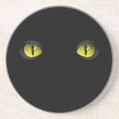 暗白熱［赤熱］光を放つい中の黒猫の目 コースター (正面)