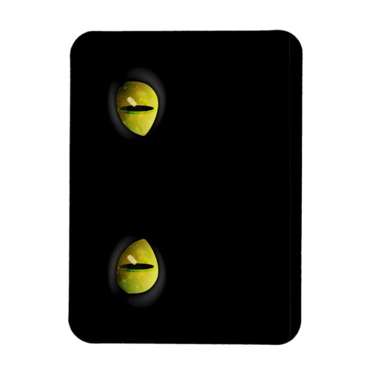 暗白熱［赤熱］光を放つい中の黒猫の目 マグネット (縦)