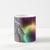 暗白熱［赤熱］光を放つ色シルバーサーファー対ダークヴェノムエイリアン神 コーヒーマグカップ (中央)
