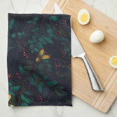 暗白熱［赤熱］光を放つ葉の昆虫 キッチンタオル (四つ折り)