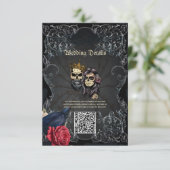 暗素晴らし色ゴシ結婚ックのスカルデザイン エンクロージャーカード (スタンド正面)