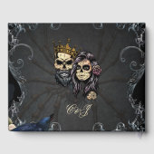 暗素晴らし色ゴシ結婚ックのスカルデザイン ゲストブック (裏面)