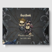 暗素晴らし色ゴシ結婚ックのスカルデザイン ゲストブック (正面)
