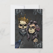 暗素晴らし色ゴシ結婚ックのスカルデザイン サンキューカード (裏面)