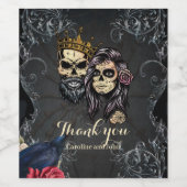 暗素晴らし色ゴシ結婚ックのスカルデザイン ワインラベル (シングルラベル)