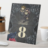 暗素晴らし色ゴシ結婚ックのスカルデザイン 台座サイン (インサイチュ)