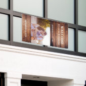 暗素朴いバーンドウッドへようこそ結婚写真 横断幕 (ビルの外側)