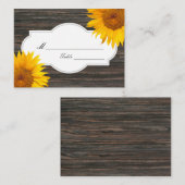 暗素朴い木とひまわり結婚の場所/座席 プレイスカード (正面/裏面)