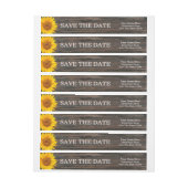 暗素朴い木とヒマワリの結婚式の日付保存 ラップアラウンドラベル (シート)