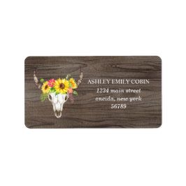 暗素朴い木の上のブルスカルひまわりの花 ラベル