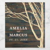 暗素朴い木の冬の結婚木 ワインラベル (シングルラベル)