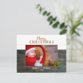 暗素朴い木の松メリークリスマスフォト シーズンポストカード (スタンド正面)