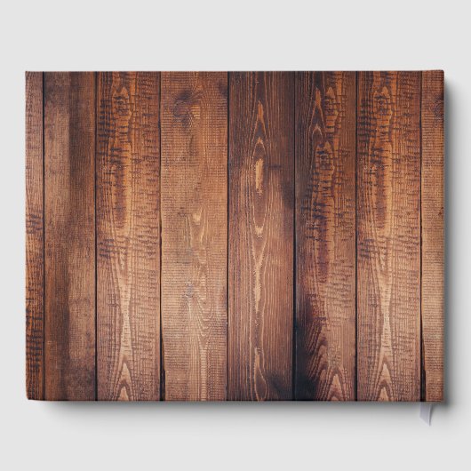 暗素朴い木の花嫁と花婿の写真結婚の ゲストブック (裏面)