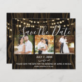 暗素朴い木材とライト写真の日付を保存 (正面/裏面)