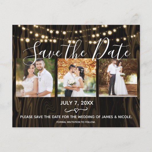 暗素朴い木材とライト写真の日付を保存 (正面)