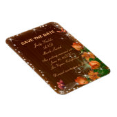 暗素朴い木材フローラ結婚式の日付を保存 マグネット (右側)