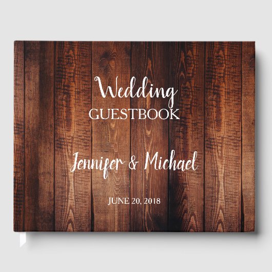 暗素朴い納屋の木の台本の国の結婚式 ゲストブック (正面)
