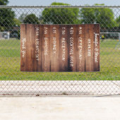 暗素朴い納屋の木材結婚式 プログラム集計表 横断幕 (インサイチュ)