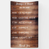 暗素朴い納屋の木材結婚式 プログラム集計表 横断幕 (縦)