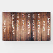 暗素朴い納屋の木材結婚式 プログラム集計表 横断幕 (横)