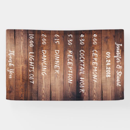 暗素朴い納屋の木材結婚式 プログラム集計表 横断幕 (横)