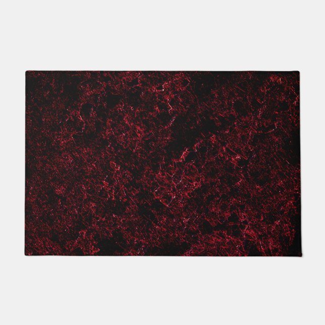 暗素朴い赤の背景にスポンジ状の赤 ドアマット (正面)
