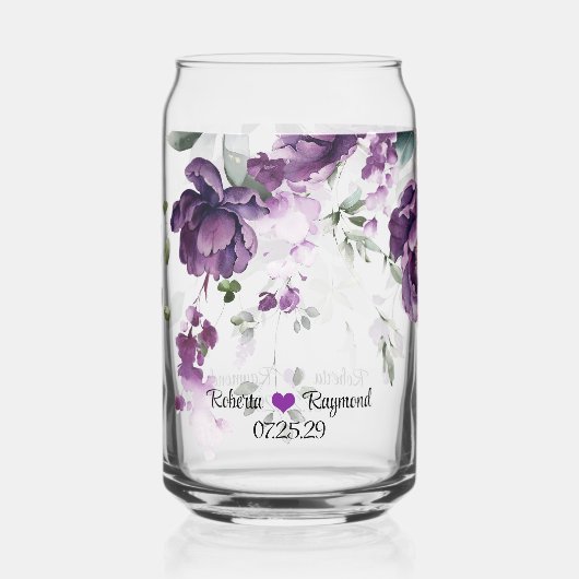 暗素朴エレガント紫の牡丹 ガラス缶 (正面)