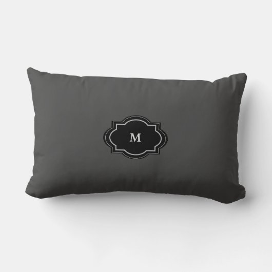 暗素朴灰色のモノグラムの家族 ランバークッション (裏面)