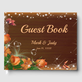 暗素朴色のフローラバタフライ結婚ズ ゲストブック