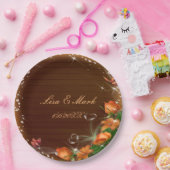 暗素朴色のフローラバタフライ結婚ズ ペーパープレート (パーティー)