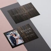 暗素朴色の木の写真結婚のサンキューカード サンキューカード