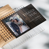 暗素朴色の木の写真結婚のサンキューカード サンキューカード