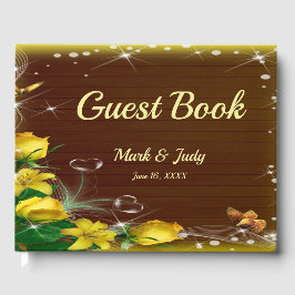 暗素朴色木黄フローラバタフライ結婚ズ ゲストブック