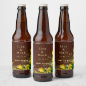 暗素朴色木黄フローラバタフライ結婚ズ ビールラベル (ボトル)