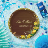 暗素朴色木黄フローラバタフライ結婚ズ ペーパープレート (パーティー)