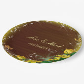 暗素朴色木黄フローラバタフライ結婚ズ ペーパープレート (アングル)