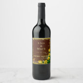 暗素朴色木黄フローラバタフライ結婚ズ ワインラベル (正面)