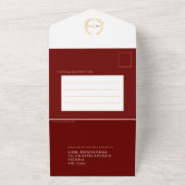 暗結婚色金ゴールド白卵形モノグラ離れム オールインワン招待状 (外側)