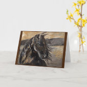 暗絵画い風の強い馬のアクリル カード (黄色い花)