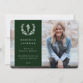 暗緑色のアスクレピウス医学卒業写真 案内状 (正面)